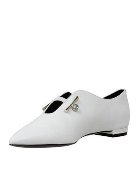 Δερμάτινα Γυναικεία Loafers σε Λευκό Χρώμα