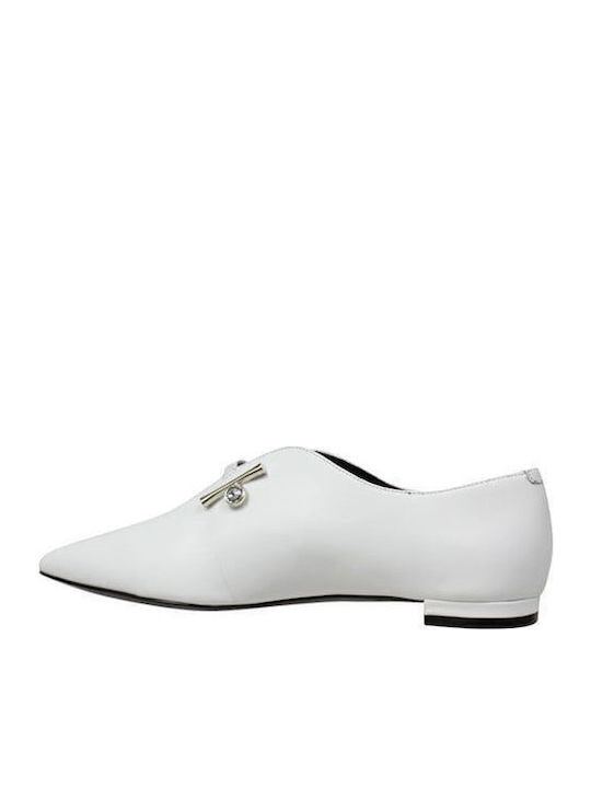 Δερμάτινα Γυναικεία Loafers σε Λευκό Χρώμα