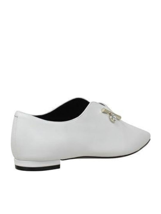 Δερμάτινα Γυναικεία Loafers σε Λευκό Χρώμα