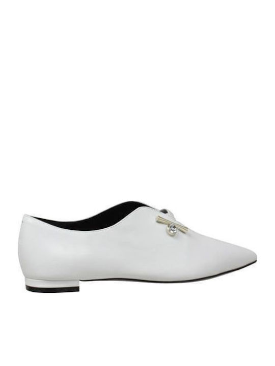 Δερμάτινα Γυναικεία Loafers σε Λευκό Χρώμα