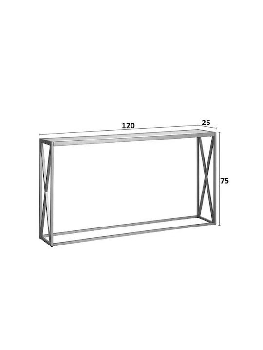 Kantoo Console Table Metal with Glass Surface Gold Shade L120xW25xH75cm