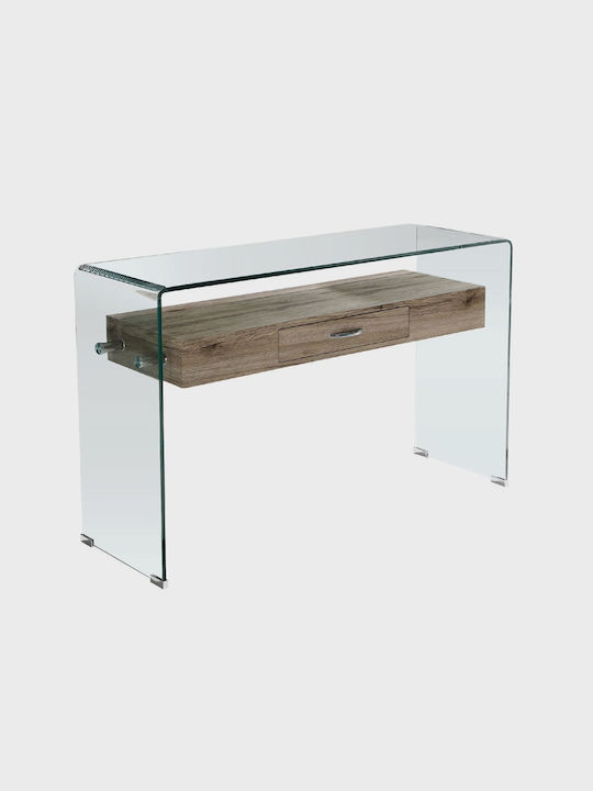 Glasser Wood Consolă din Lemn și Sticlă Stejar L120xL40xH75buc