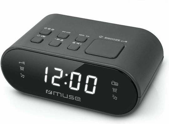 Muse Muse Tischuhr Digital mit LED Wecker & Tischradio Schwarz M-10CR
