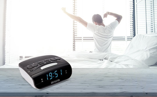 Aiwa Επιτραπέζιο Ψηφιακό Ρολόι LED με Ξυπνητήρι & Ραδιόφωνο Μαύρο CR-15