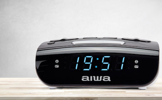 Aiwa Επιτραπέζιο Ψηφιακό Ρολόι LED με Ξυπνητήρι & Ραδιόφωνο Μαύρο CR-15