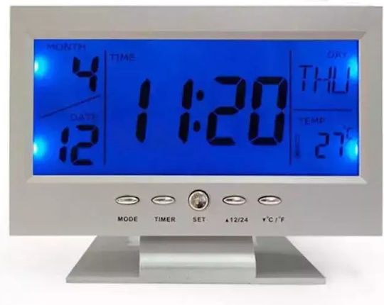 Масов Дигитален Часовник LCD Сребрист 980824_s