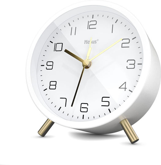 Mebus Quartz Alarm Clock Tabletop Clock LED With Alarm White 56973