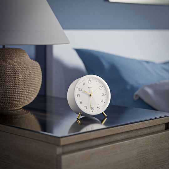Mebus Quartz Alarm Clock Tabletop Clock LED With Alarm White 56973