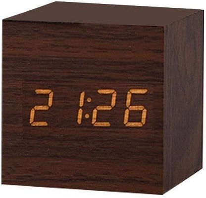 Tradesor Tischuhr Digital LED Holz mit Wecker Braun 909474_br