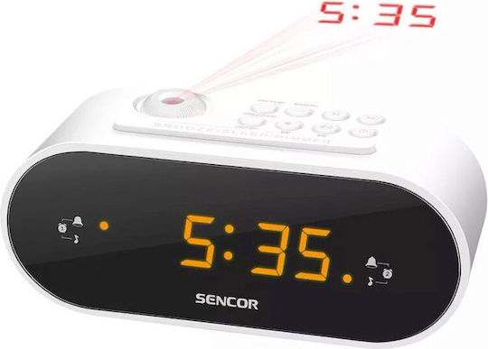 Sencor Масов Дигитален Часовник LED с Будилник и Радио Бял SRC 3100 W
