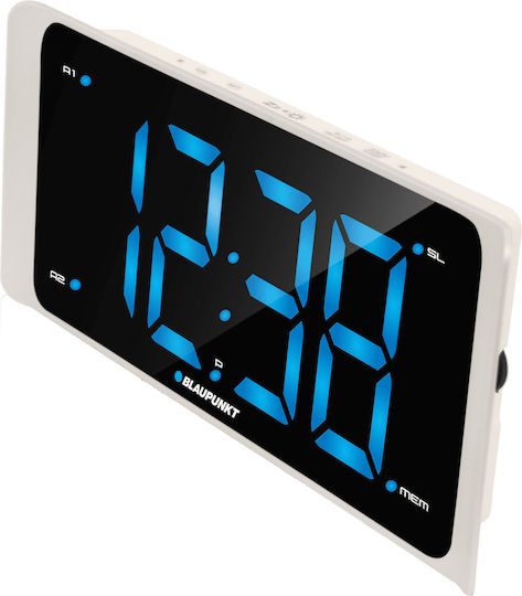 Blaupunkt Επιτραπέζιο Ψηφιακό Ρολόι LCD με Ραδιόφωνο Λευκό 15-CR16WH