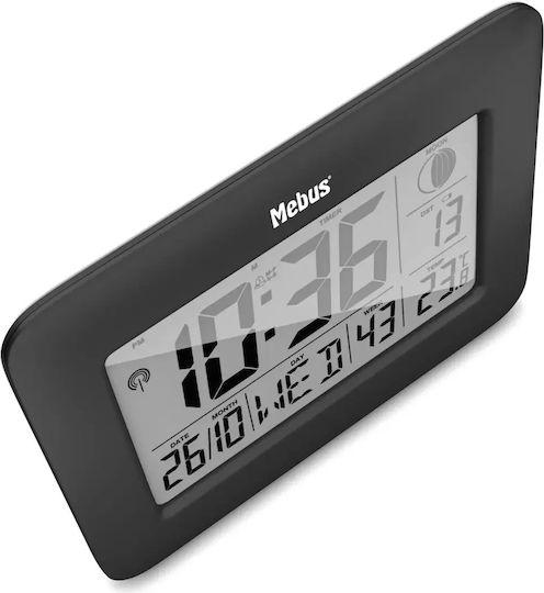 Mebus Επιτραπέζιο Ψηφιακό Ρολόι LCD με Ξυπνητήρι Μαύρο 46732