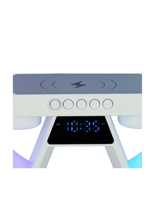 ikonka Ceas Digital de Masă cu Alarmă, Radio și Încărcare Wireless Alb KX3384
