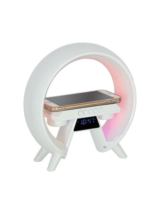 ikonka Ceas Digital de Masă cu Alarmă, Radio și Încărcare Wireless Alb KX3384