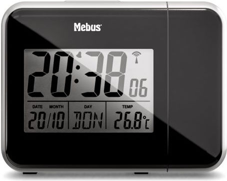 Mebus Масов Дигитален Часовник Пластмасов с Будилник Черен 42425