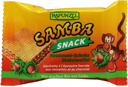 Rapunzel Samba Βιολογικό Προϊόν Γκοφρέτα Γάλακτος Φουντούκι 25gr