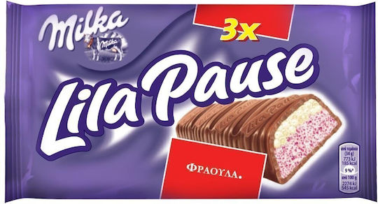 Milka Σοκολάτα Γάλακτος Φράουλα 34gr 3τμχ