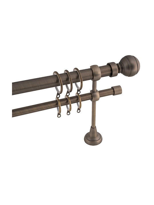 Frans Extendable Metallic Curtain Pole A3 Double with Rod Φ25mm 140-250cm Antique