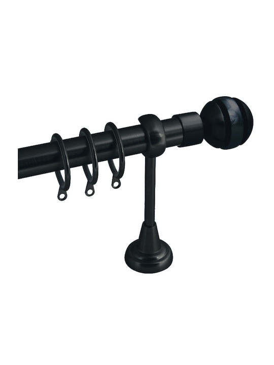 Frans Extendable Metallic Curtain Pole A3 Single Φ25mm 140-250cm Black