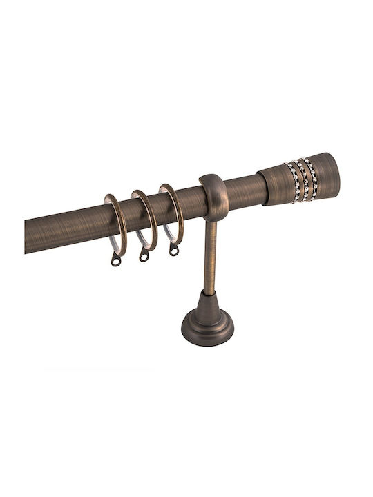 Frans Extendable Metallic Curtain Pole A4 Single Φ25mm 140-250cm Antique