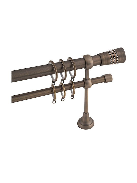Frans Extendable Metallic Curtain Pole A4 Double with Rod Φ25mm 140-250cm Antique
