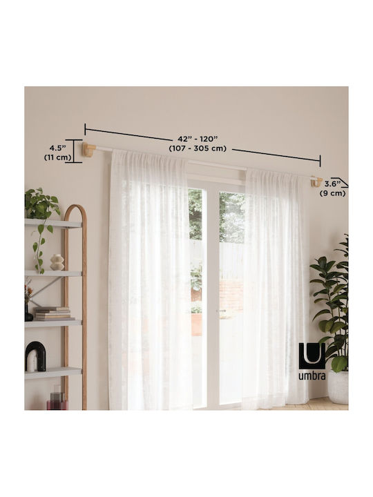 Umbra Extendable Metallic Curtain Pole Bellwood Single Diameter 25mm Length 107-305cm