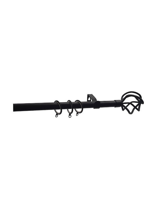 Extendable Metallic Curtain Pole Murchia Single 120-210cm Black / Silver