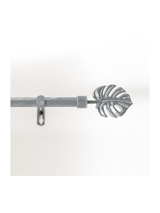 Douceur d'Intérieur Extendable Metallic Curtain Pole Tropical Single Φ19mm 120-210cm Silver