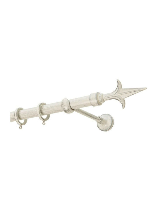 Zogometal Metallic Curtain Pole Rustique Collection Single 200cm Cream Patina Silver