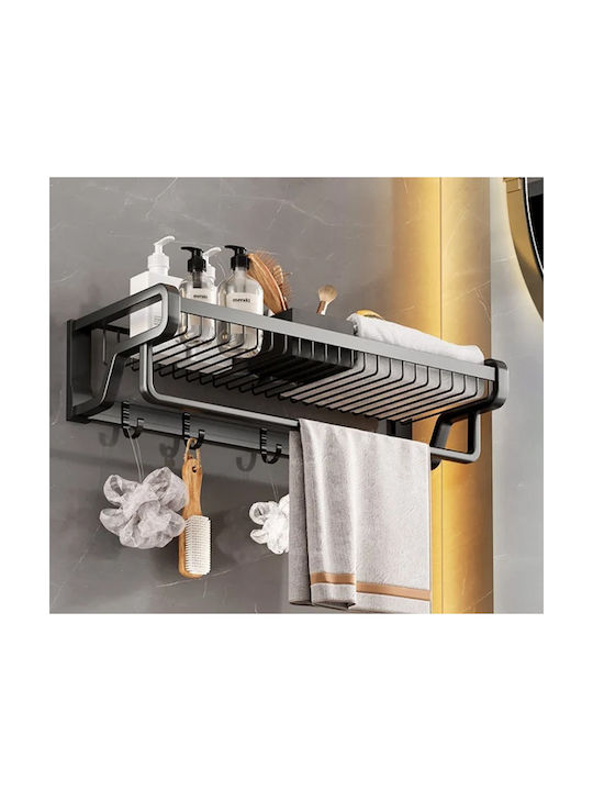 Home Use Κρεμάστρα Τοίχου Μεταλλική 6 Θέσεων Μαύρη 57x13x22cm