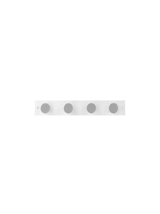 Estia Wooden Wall Hanger 4 Hooks White 40x6x6cm