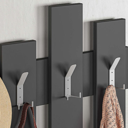 Megapap Wall Hanger Wave Wooden 20 Hooks Gray 64x4x81cm