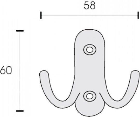 Conset Стенна Закачалка C547 Метална 2 Места Никел Матирана 5.8x3x5.9см