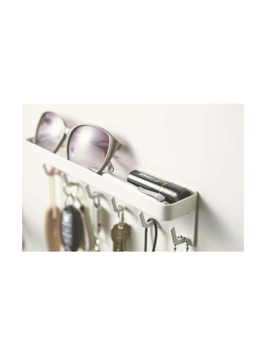 Yamazaki Wall Hanger Smart Metal 6 Hooks White 24.5x4.5x6cm