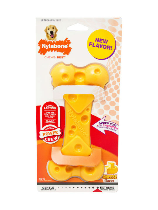 Nylabone Dura Πλαστικό Παιχνίδι Κόκκαλο Σκύλου Μασητικό με Γεύση Τυρί Large Κίτρινο 1τμχ