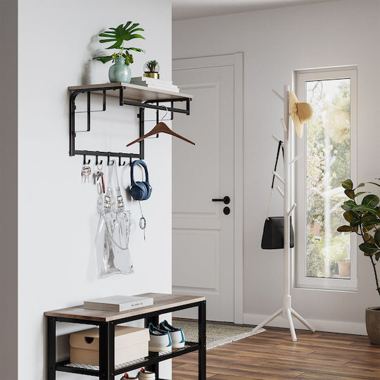 Vasagle Metal Wall Hanger 5 Hooks Gray 66x30x27cm