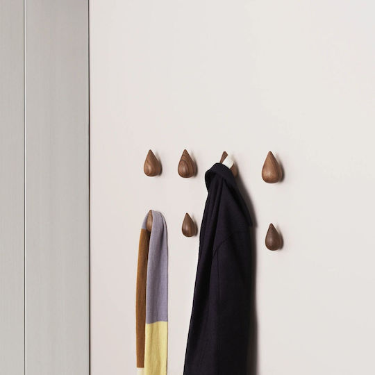 Normann Copenhagen Wall Hanger Dropit Wooden Brown 7.7x5x8cm 2 Pieces