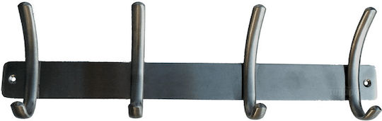 Import Hellas Wall Hanger S1003/4 Metal 4 Hooks Inox 35x4.3x10cm