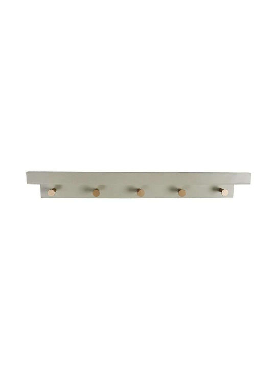 Espiel Wooden Wall Hanger 5 Hooks Gray 61x11x12cm