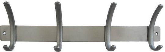 Import Hellas Wandhalterung K31063 Metall 4 Haken Nickel Matt 36,5cm