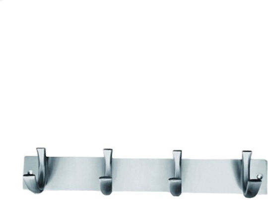Import Hellas Wandhalterung K31063 Metall 4 Haken Nickel Matt 36,5cm