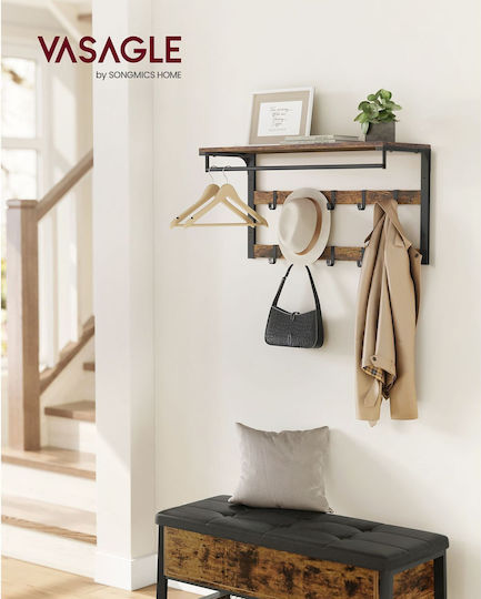 Vasagle Vintage Metal Wall Hanger 10 Hooks Black