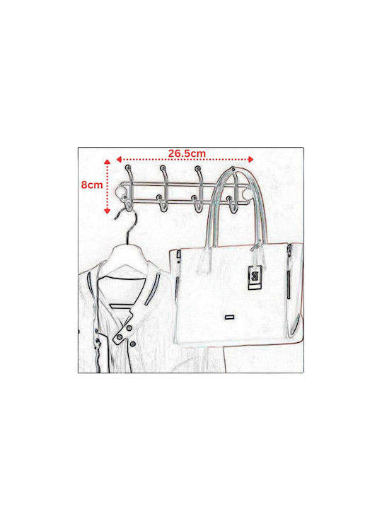 Tekno-Tel Metal Wall Hanger With 8 Hooks Black 26.5x8x4.5cm