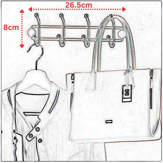Tekno-Tel Industrial Metal 8 Hooks 26.5x8x4.5cm Tekno-Tel Industrial Metal 8 Hooks 26.5x8x4.5cm