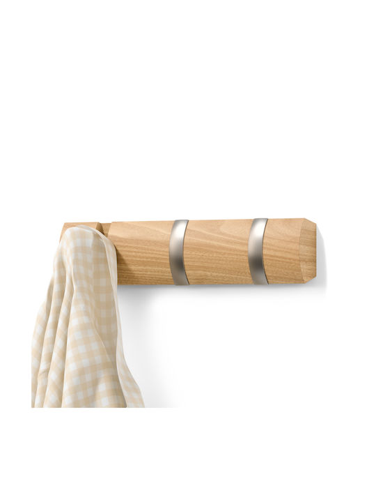 Umbra Agățătoare De Perete Din Lemn Cu 3 Compartimente Bej 30x6cm