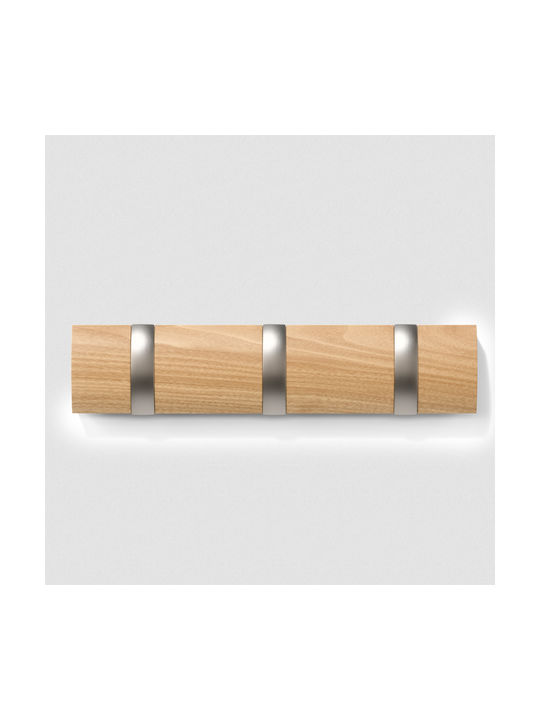 Umbra Agățătoare De Perete Din Lemn Cu 3 Compartimente Bej 30x6cm