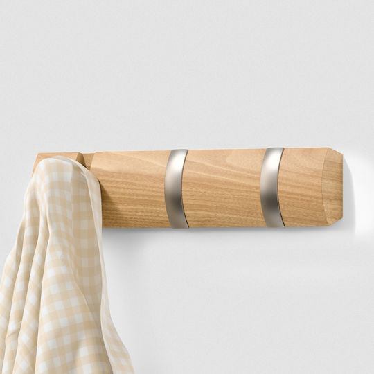Umbra Wooden Wall Hanger 3 Hooks Beige 30x6cm