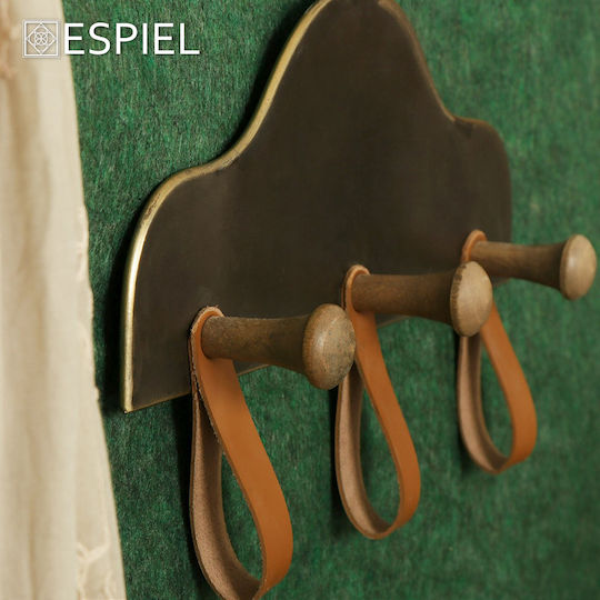 Espiel Κρεμάστρα Τοίχου Μεταλλική 3 Θέσεων Καφέ 37x7.5x24cm 2τμχ