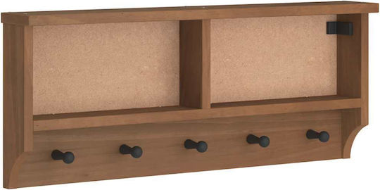 vidaXL Κρεμάστρα Τοίχου Ξύλινη 6 Θέσεων Καφέ 87x35x12cm