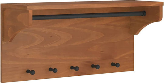 vidaXL Κρεμάστρα Τοίχου Ξύλινη 5 Θέσεων Καφέ 87x30cm